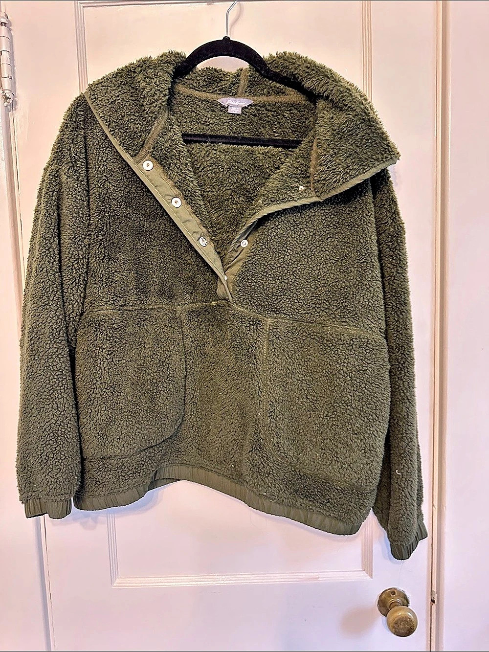 Eddie Bauer Olive Fleece Pullover Medium